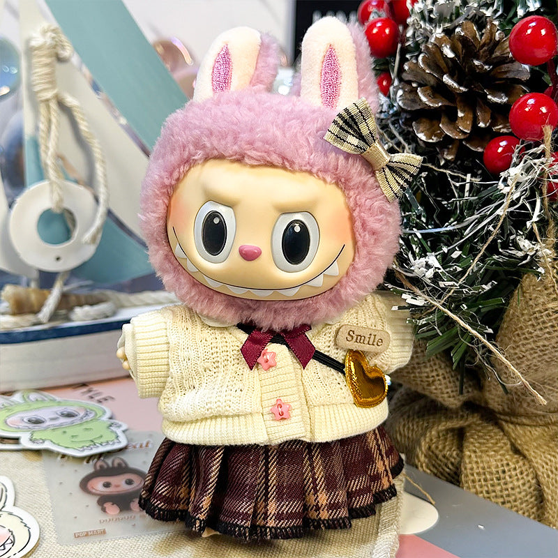 🍓 “Campus Sweetheart” Labubu Outfit Set – JK Style 5-Piece (Doll Not Included)