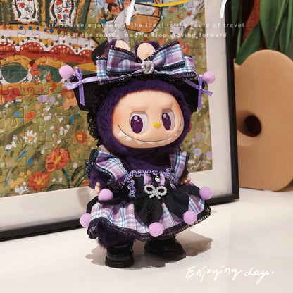 “Mischief &amp; Lace” Kuromi-Inspired Dress Set for Labubu（Doll not included）