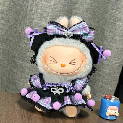 “Mischief &amp; Lace” Kuromi-Inspired Dress Set for Labubu（Doll not included）