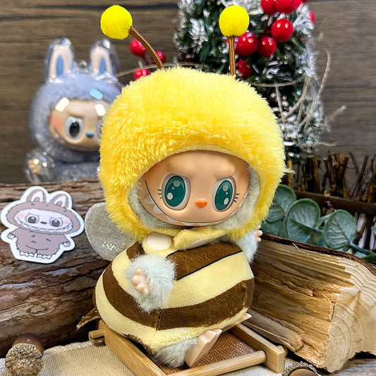 🐝 “Buzz Buzz Bee” Labubu Outfit Set – Fuzzy Bumble Look (Doll Not Included)