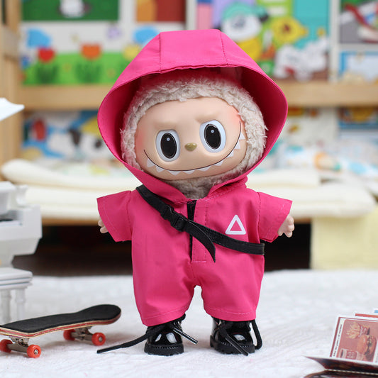 🔺 “Squid Squad” Labubu Outfit – Pink Jumpsuit Set (Doll Not Included)